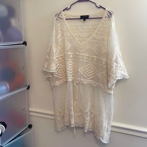 Lane Bryant Cream Lace Blouse Boho